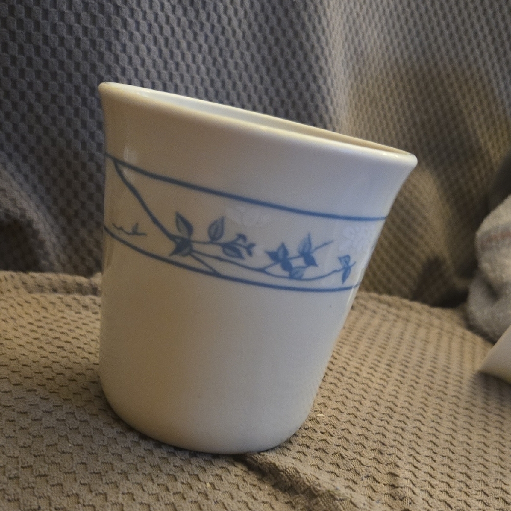 Blue and White Floral Corningware Cup